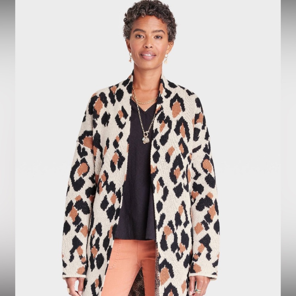 Knox Rose Open Front Cardigan in Leopard Print from Target XL